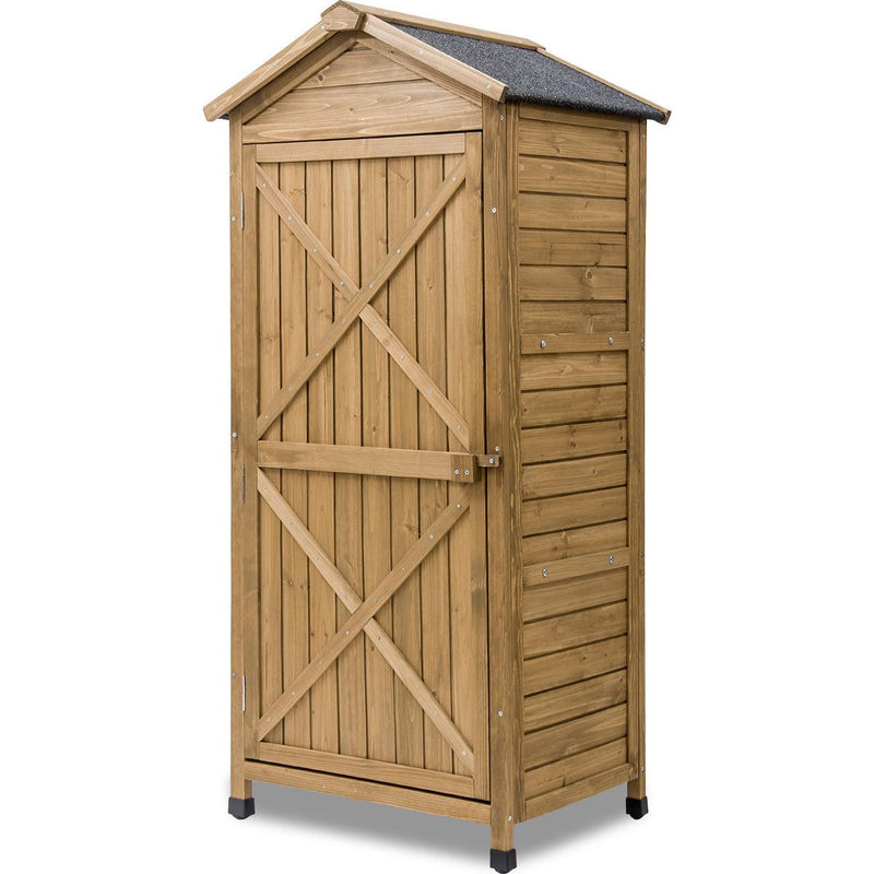 Outdoor WoodenStorage Sheds Fir Wood Lockers with Workstation - Natural - Urban Living Furniture (Los Angeles, CA)