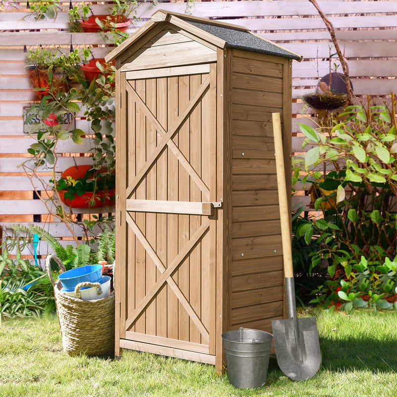 Outdoor WoodenStorage Sheds Fir Wood Lockers with Workstation - Natural - Urban Living Furniture (Los Angeles, CA)