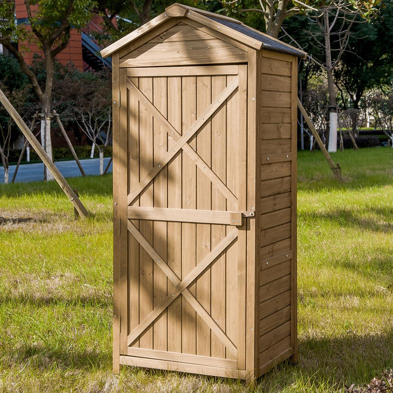 Outdoor WoodenStorage Sheds Fir Wood Lockers with Workstation - Natural - Urban Living Furniture (Los Angeles, CA)