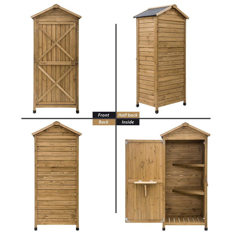 Outdoor WoodenStorage Sheds Fir Wood Lockers with Workstation - Natural - Urban Living Furniture (Los Angeles, CA)