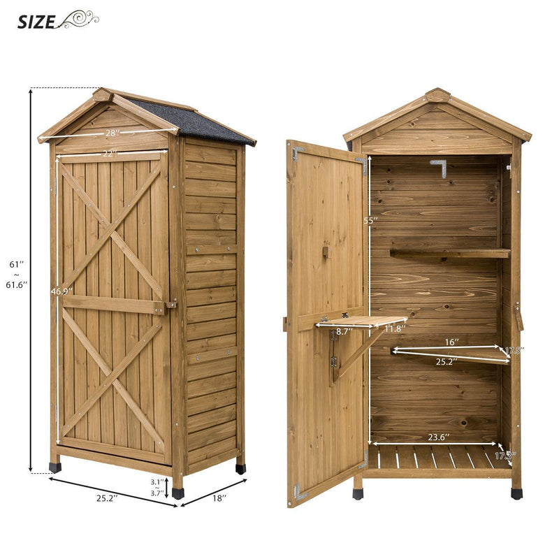 Outdoor WoodenStorage Sheds Fir Wood Lockers with Workstation - Natural - Urban Living Furniture (Los Angeles, CA)