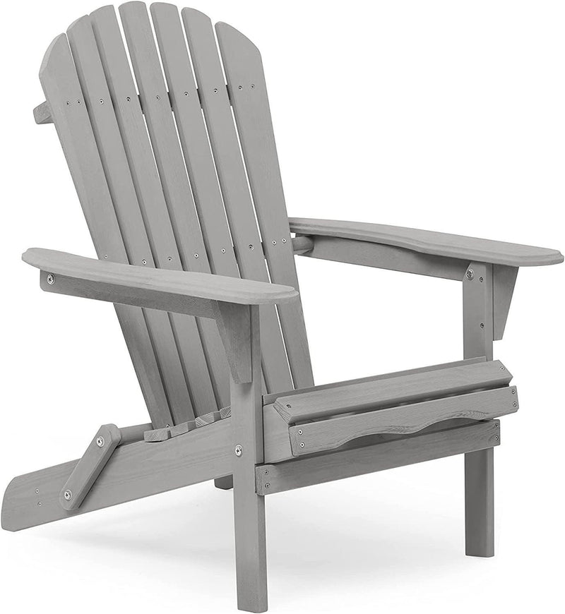 2 PCS Wooden Outdoor Folding Adirondack Chair - Gray - Urban Living Furniture (Los Angeles, CA)