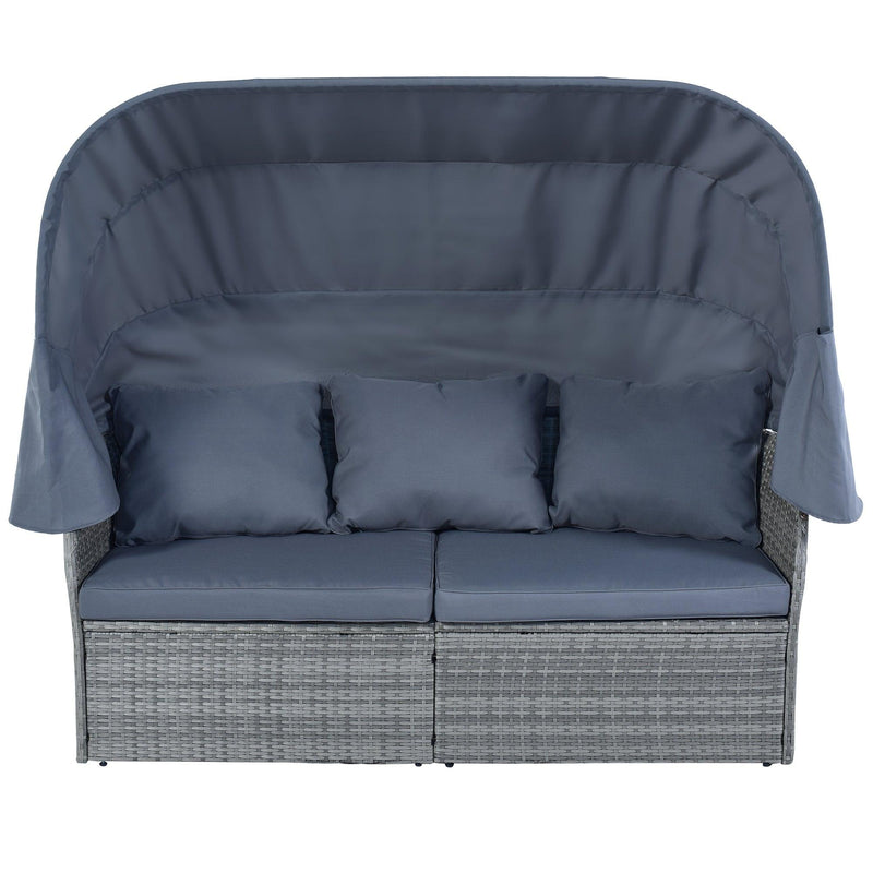 Outdoor Patio Furniture Set Daybed Sunbed with Retractable Canopy and Gray Cushions - Urban Living Furniture (Los Angeles, CA)