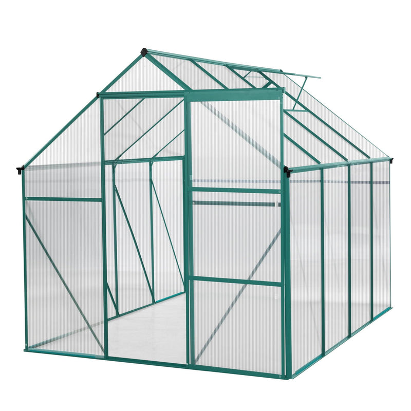 Outdoor Patio 6ft x 8ft Walk-in Polycarbonate Greenhouse with Window and Aluminum Base - Urban Living Furniture (Los Angeles, CA)