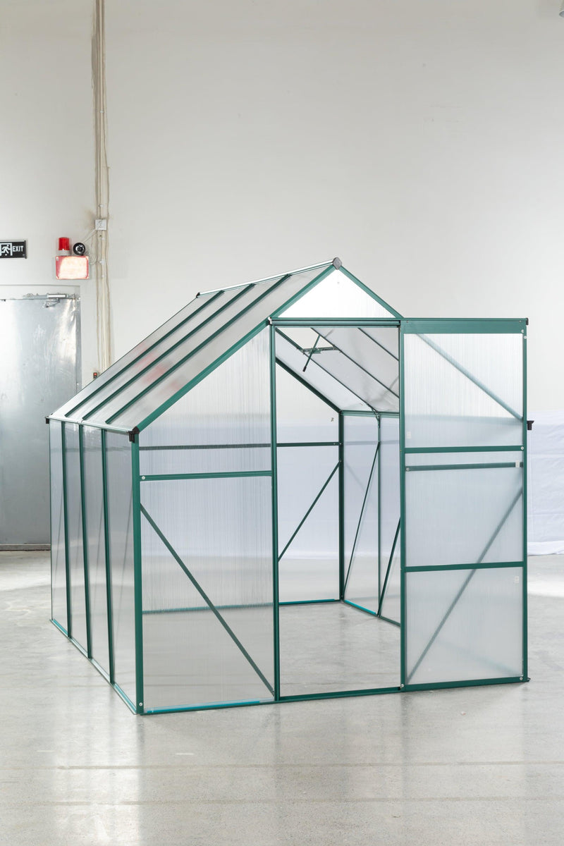 Outdoor Patio 6ft x 8ft Walk-in Polycarbonate Greenhouse with Window and Aluminum Base