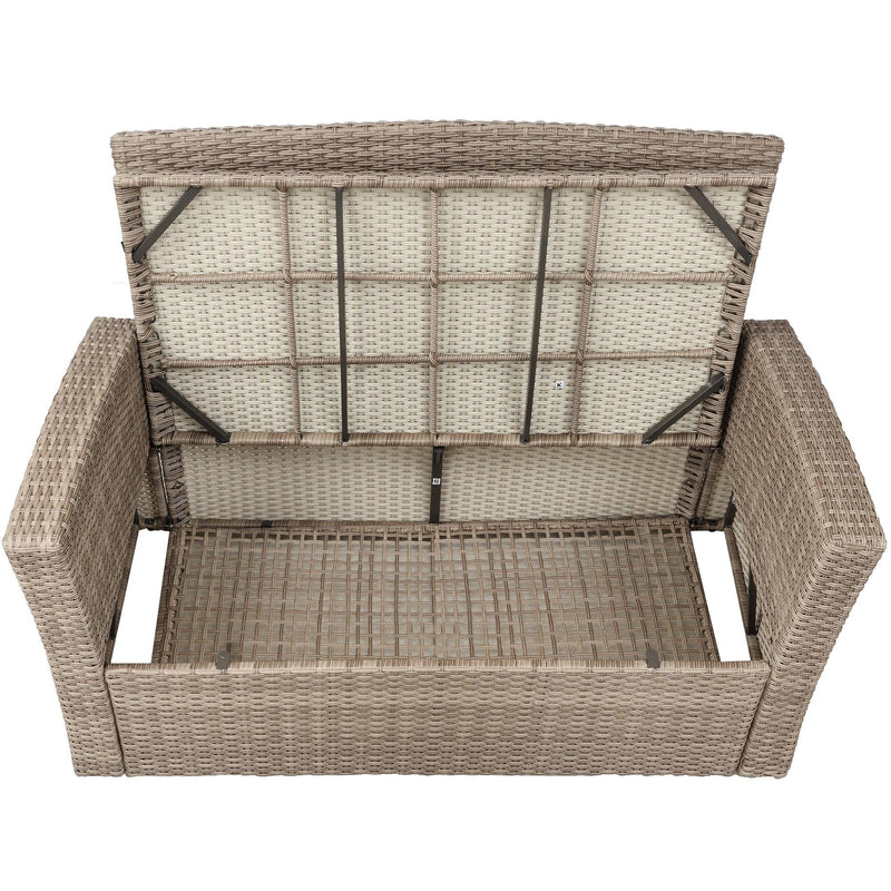 4 PCS Outdoor All Weather Wicker Rattan Patio Furniture Set with Ottoman and Gray Cushions - Urban Living Furniture (Los Angeles, CA)