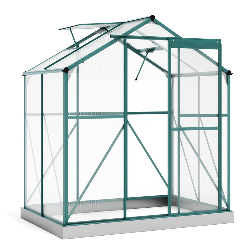 Outdoor Patio 6.2ft W x 4.3ft D Walk-in Polycarbonate Greenhouse with 2 Windows and Aluminum Base - Urban Living Furniture (Los Angeles, CA)