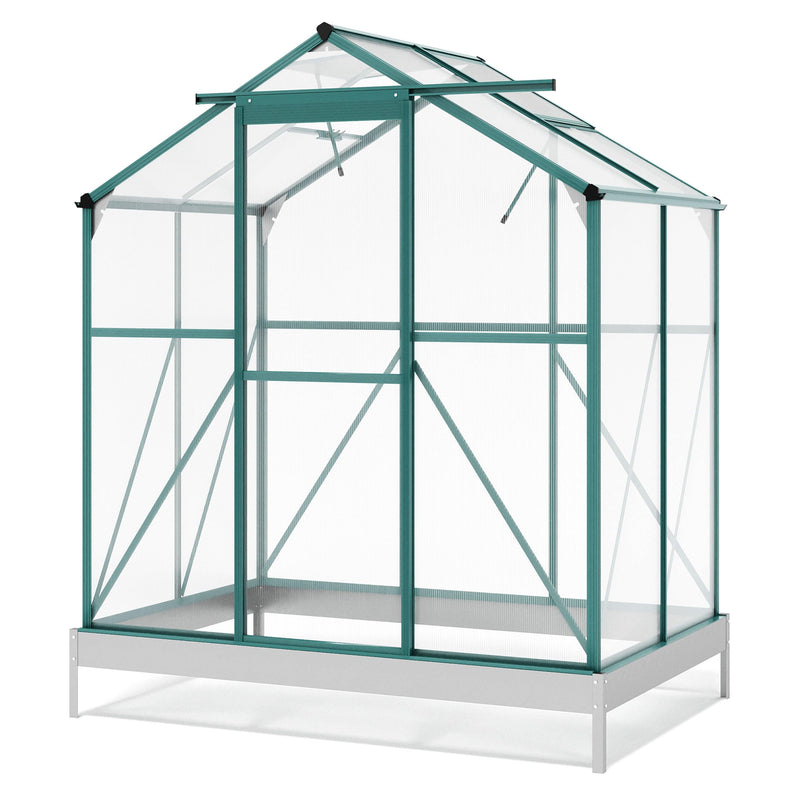 Outdoor Patio 6.2ft W x 4.3ft D Walk-in Polycarbonate Greenhouse with 2 Windows and Aluminum Base - Urban Living Furniture (Los Angeles, CA)