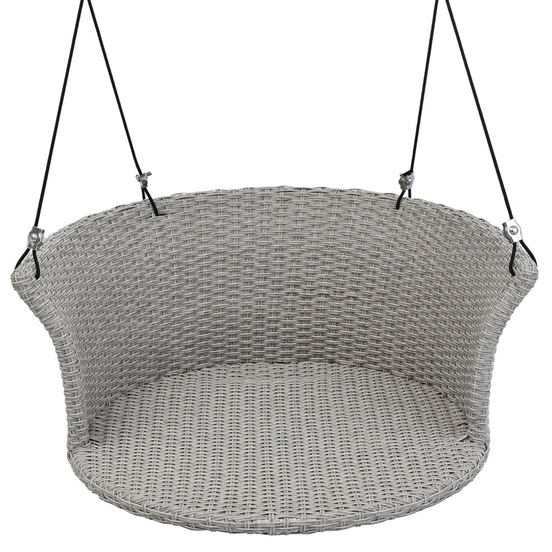 Single Person Rattan Woven Swing Hanging Seat With Ropes, Gray Wicker and Gray Cushion - Urban Living Furniture (Los Angeles, CA)