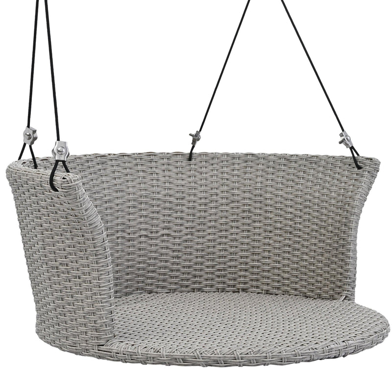 Single Person Rattan Woven Swing Hanging Seat With Ropes, Gray Wicker and Gray Cushion - Urban Living Furniture (Los Angeles, CA)