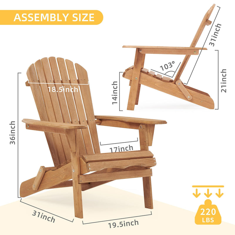 2 PCS Wooden Outdoor Folding Adirondack Chair - Brown - Urban Living Furniture (Los Angeles, CA)