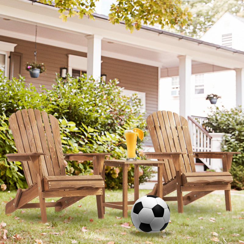 2 PCS Wooden Outdoor Folding Adirondack Chair - Brown