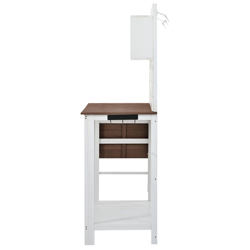 65inch Garden Wood Workstation Backyard Potting Bench Table with Shelves, Side Hook and Foldable Side Table - White - Urban Living Furniture (Los Angeles, CA)