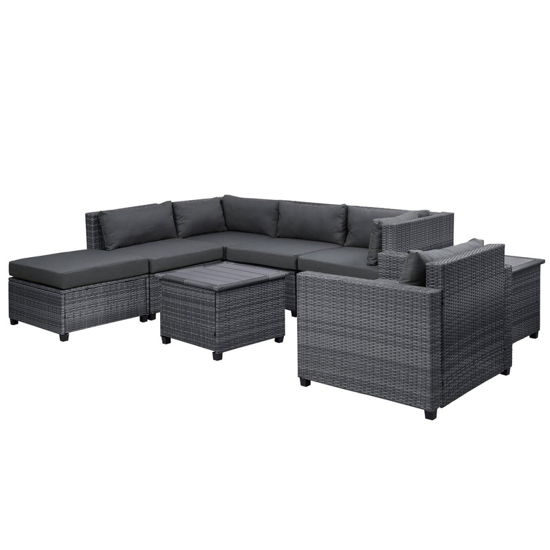 8 PCS Outdoor Patio Rattan Sectional Seating Group with Gray Cushions - Urban Living Furniture (Los Angeles, CA)