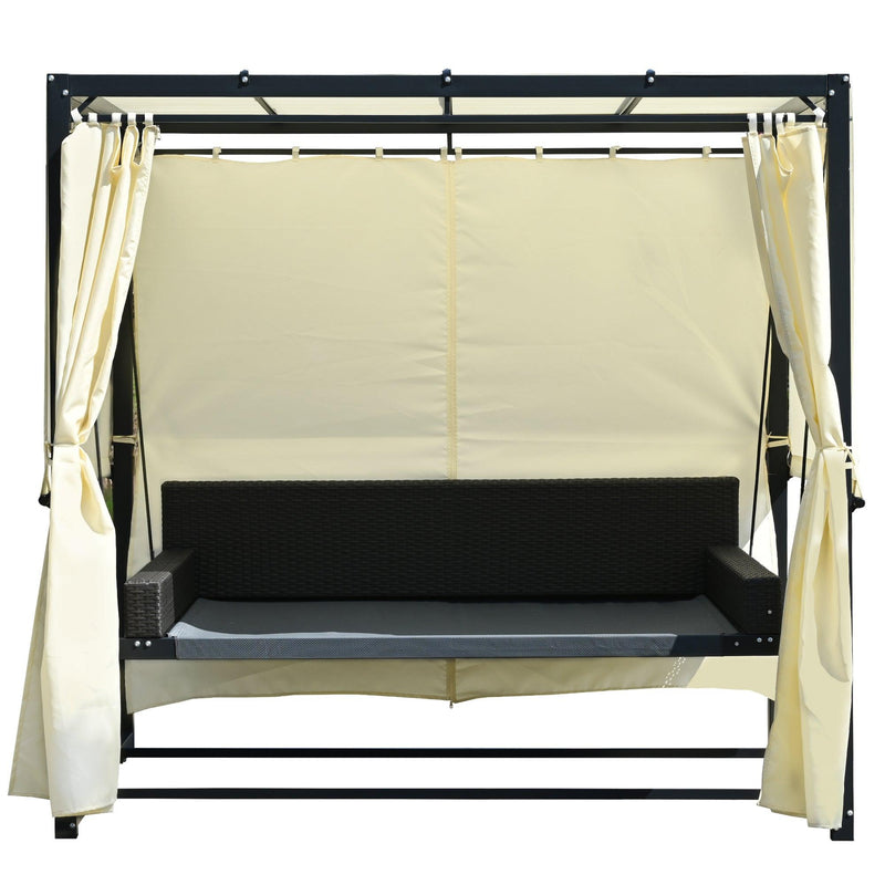 Outdoor Swing Bed with Beige Curtain and Beige Cushion - Urban Living Furniture (Los Angeles, CA)