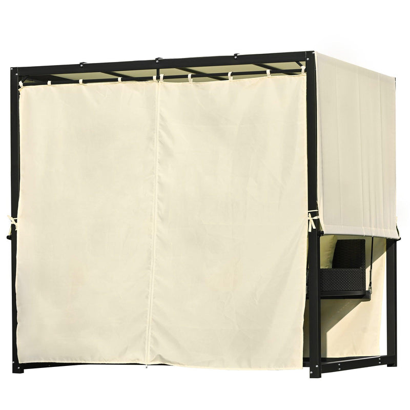 Outdoor Swing Bed with Beige Curtain and Beige Cushion - Urban Living Furniture (Los Angeles, CA)