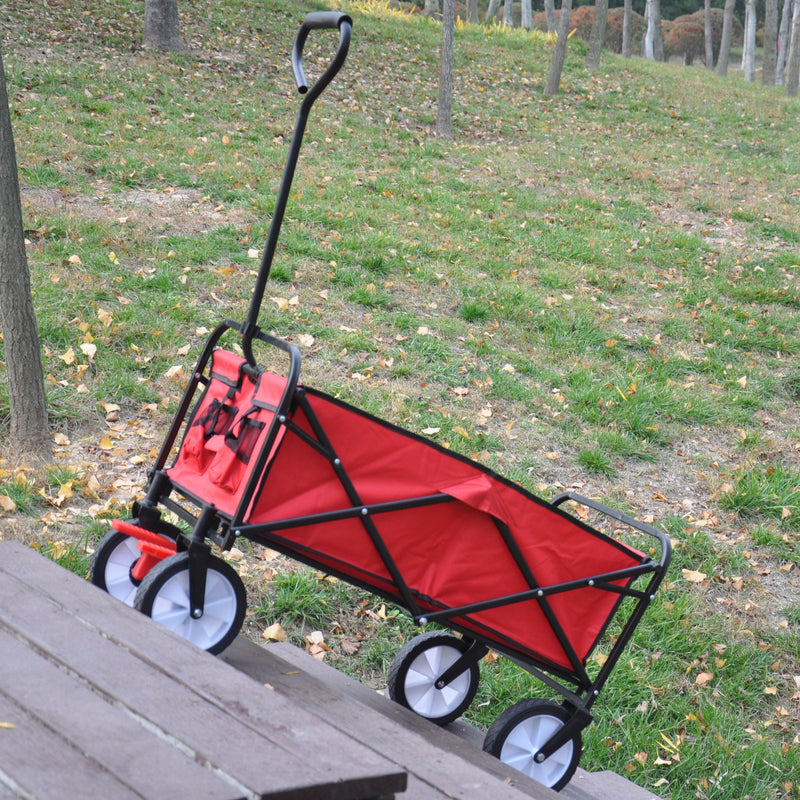 Red Folding Utility Wagon Shopping Beach Cart