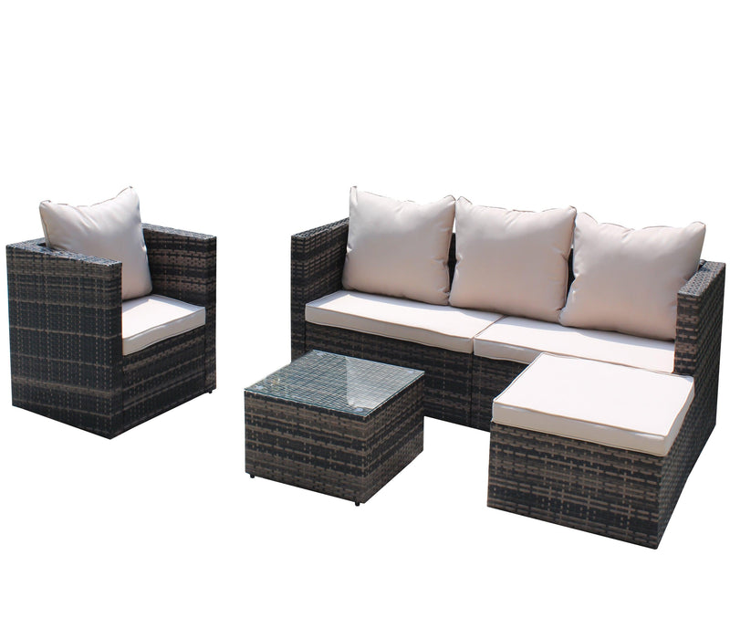 4 PCS Outdoor Patio Rattan Wicker Furniture Sofa Set Durable Cushions - Urban Living Furniture (Los Angeles, CA)