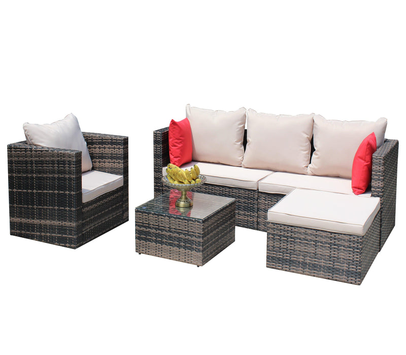 4 PCS Outdoor Patio Rattan Wicker Furniture Sofa Set Durable Cushions