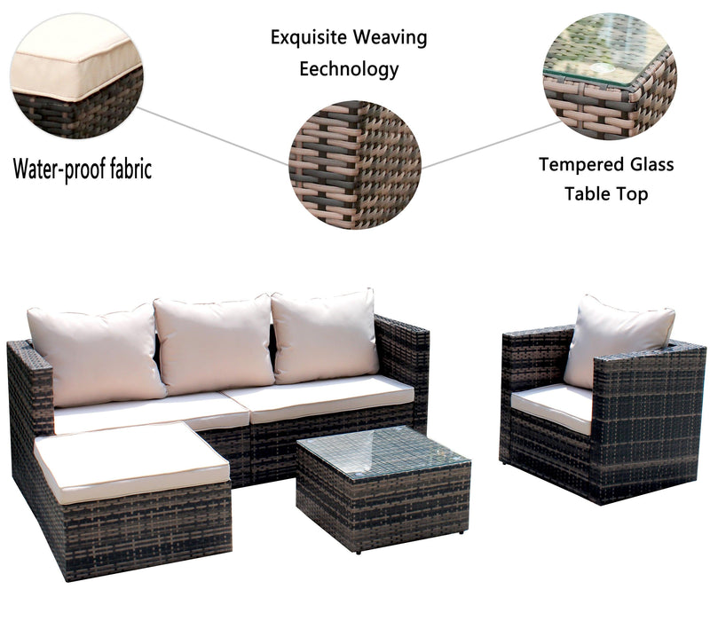 4 PCS Outdoor Patio Rattan Wicker Furniture Sofa Set Durable Cushions - Urban Living Furniture (Los Angeles, CA)