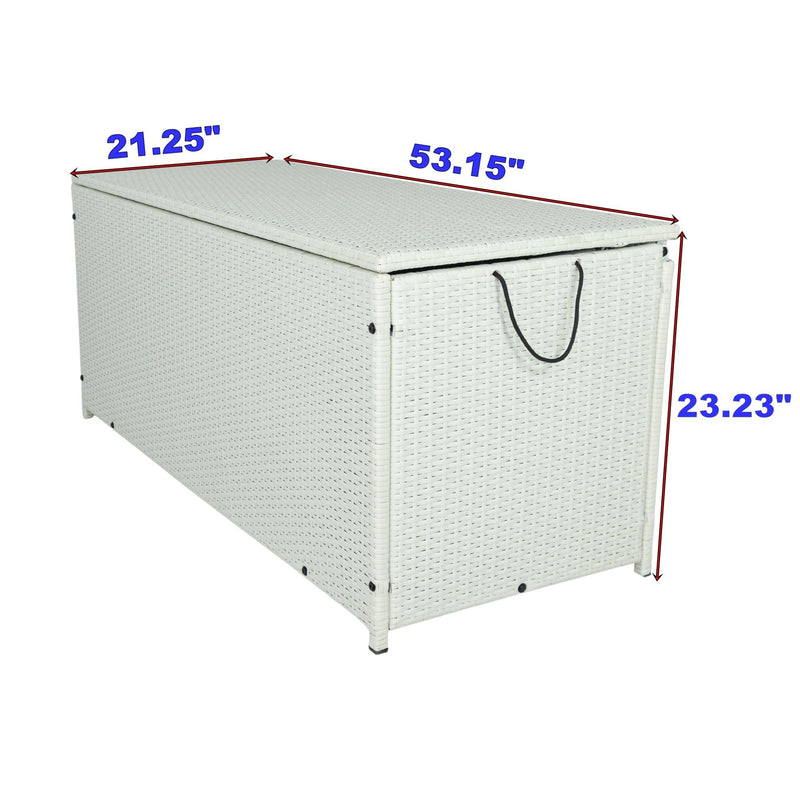 Outdoor 113 Gallon Cream White Rattan WickerStorage Wicker Lid - Urban Living Furniture (Los Angeles, CA)