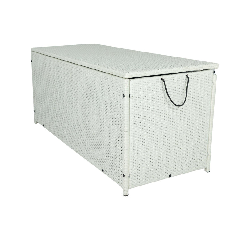 Outdoor 113 Gallon Cream White Rattan WickerStorage Wicker Lid - Urban Living Furniture (Los Angeles, CA)