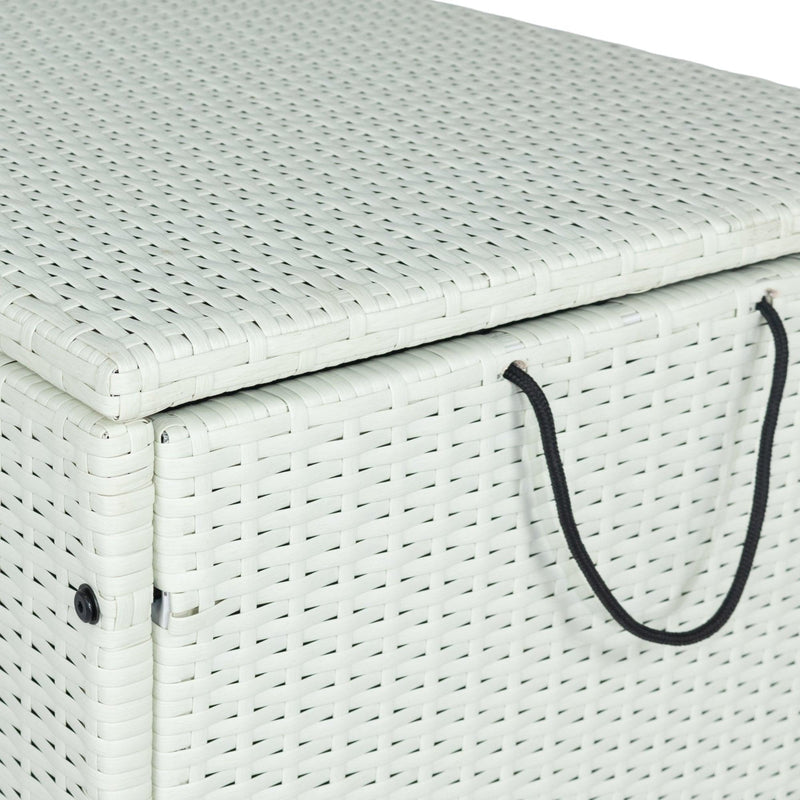 Outdoor 113 Gallon Cream White Rattan WickerStorage Wicker Lid - Urban Living Furniture (Los Angeles, CA)