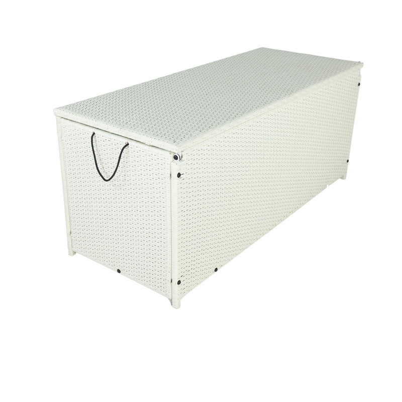 Outdoor 113 Gallon Cream White Rattan WickerStorage Wicker Lid - Urban Living Furniture (Los Angeles, CA)