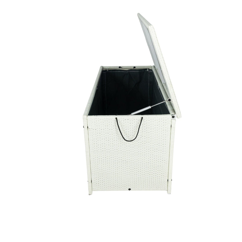 Outdoor 113 Gallon Cream White Rattan WickerStorage Wicker Lid - Urban Living Furniture (Los Angeles, CA)