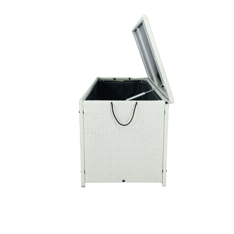 Outdoor 113 Gallon Cream White Rattan WickerStorage Wicker Lid - Urban Living Furniture (Los Angeles, CA)