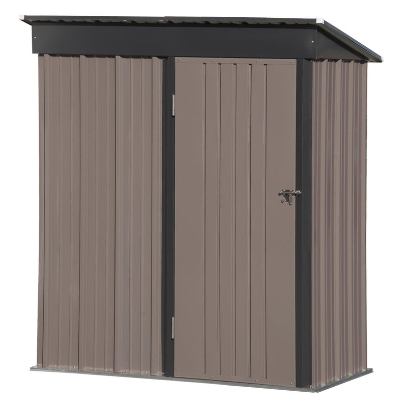 5ft x 3ft Outdoor Garden Metal Lean-to Shed with Lockable Door - Brown - Urban Living Furniture (Los Angeles, CA)