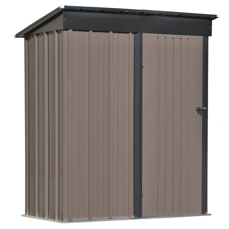 5ft x 3ft Outdoor Garden Metal Lean-to Shed with Lockable Door - Brown - Urban Living Furniture (Los Angeles, CA)