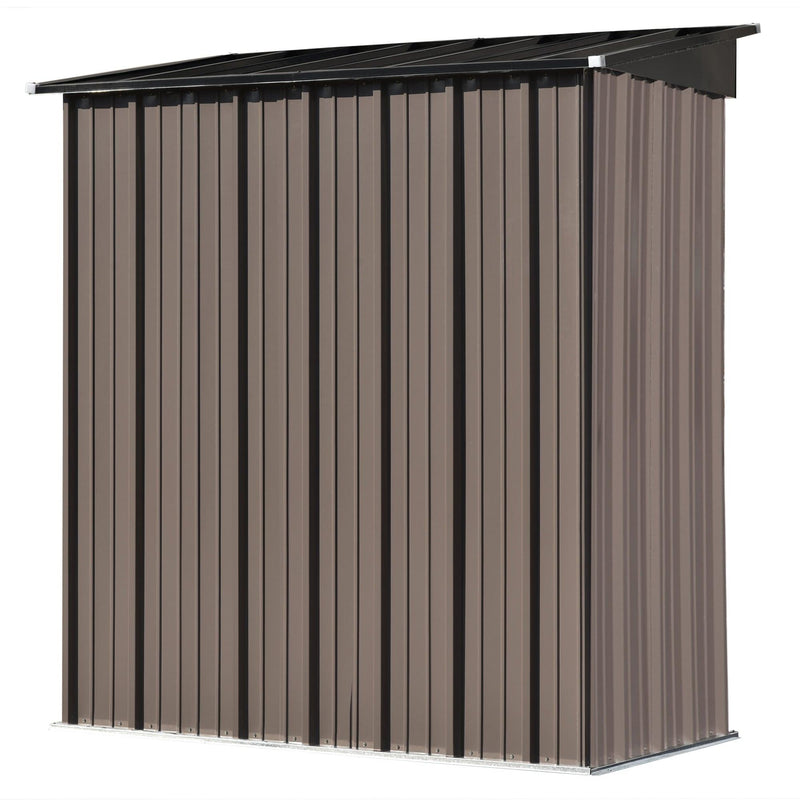 5ft x 3ft Outdoor Garden Metal Lean-to Shed with Lockable Door - Brown - Urban Living Furniture (Los Angeles, CA)