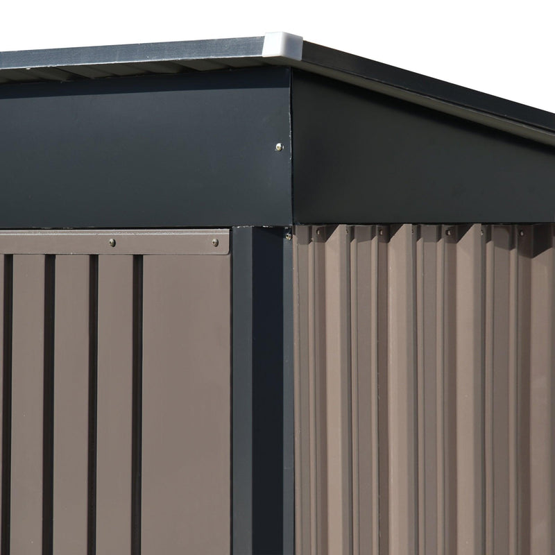 5ft x 3ft Outdoor Garden Metal Lean-to Shed with Lockable Door - Brown - Urban Living Furniture (Los Angeles, CA)