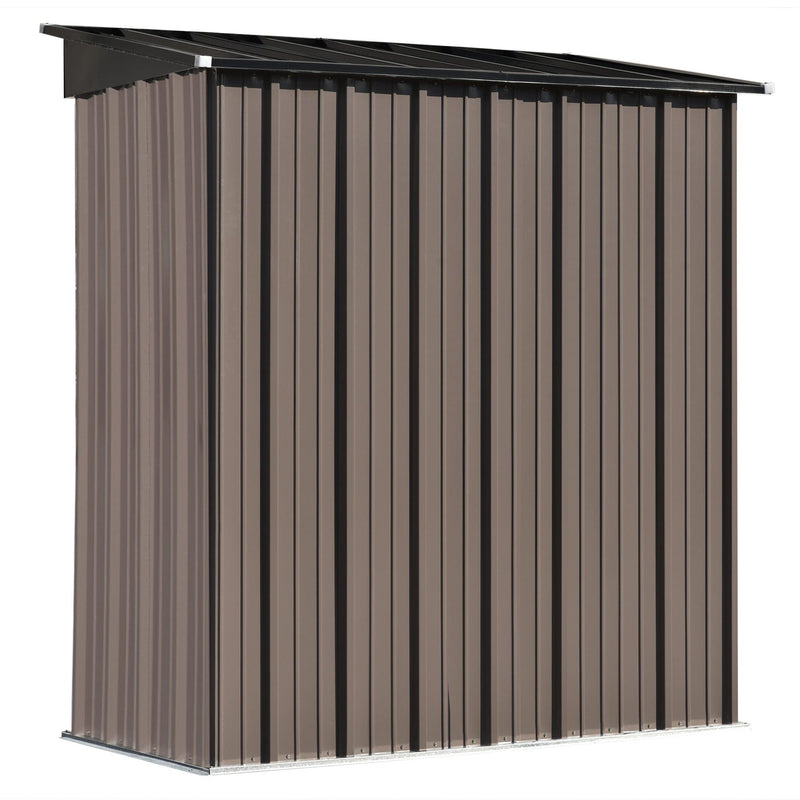 5ft x 3ft Outdoor Garden Metal Lean-to Shed with Lockable Door - Brown - Urban Living Furniture (Los Angeles, CA)