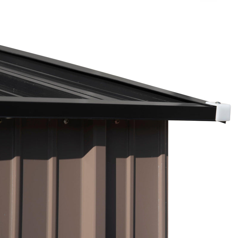 5ft x 3ft Outdoor Garden Metal Lean-to Shed with Lockable Door - Brown