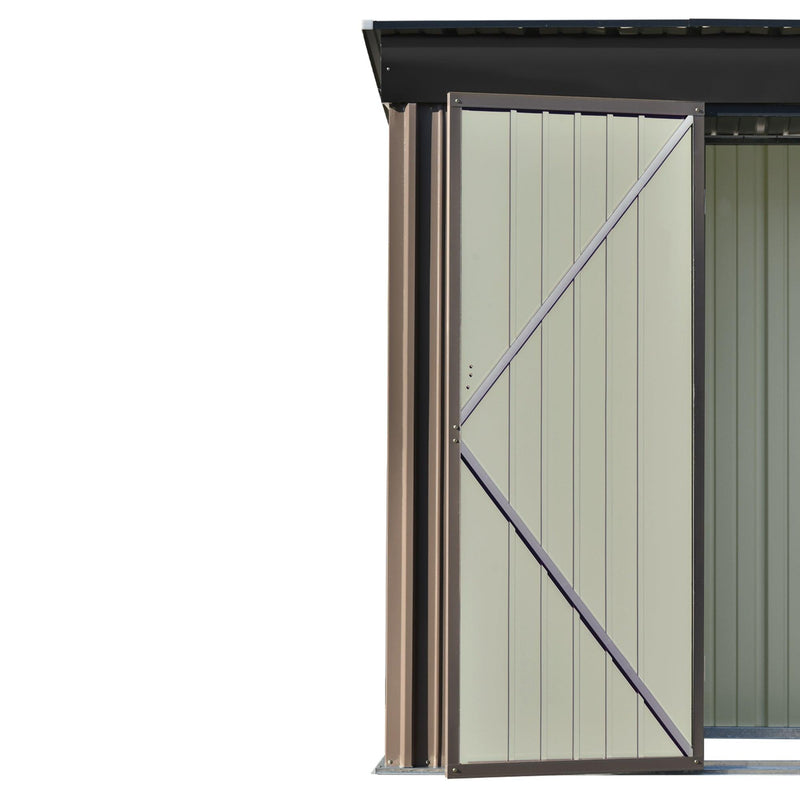 5ft x 3ft Outdoor Garden Metal Lean-to Shed with Lockable Door - Brown - Urban Living Furniture (Los Angeles, CA)