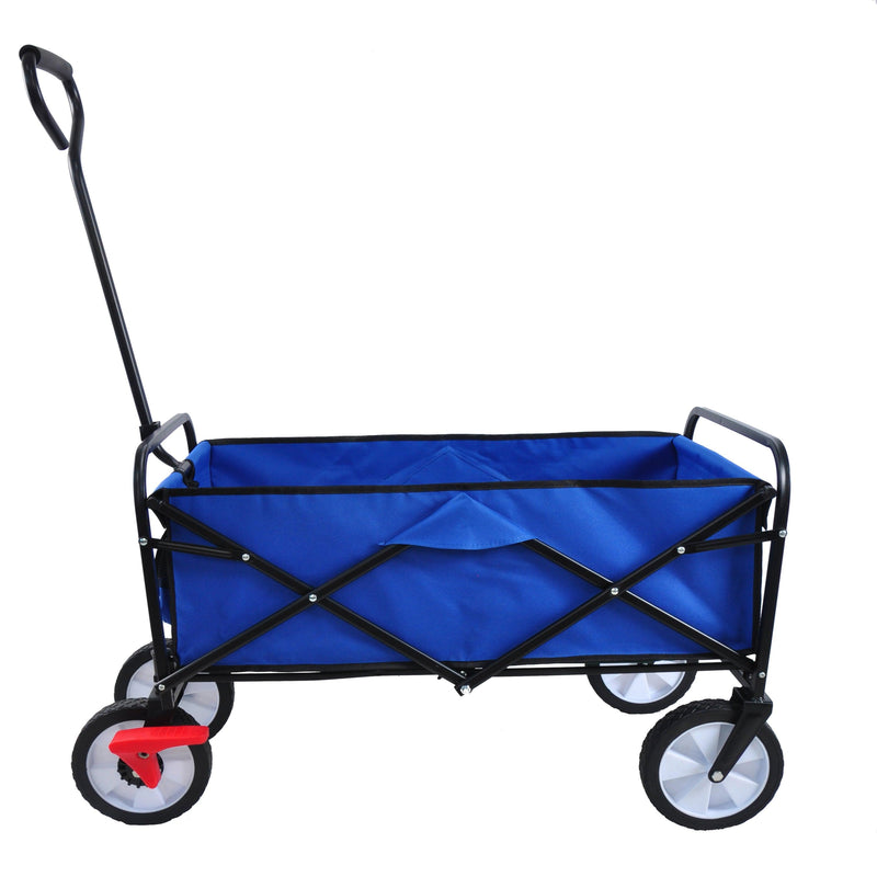 Blue Folding Utility Wagon Shopping Beach Cart