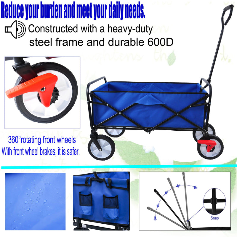 Blue Folding Utility Wagon Shopping Beach Cart - Urban Living Furniture (Los Angeles, CA)