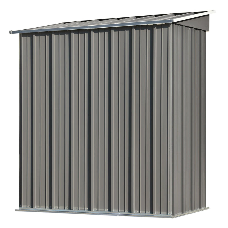 5ft x 3ft Outdoor Garden Metal Lean-to Shed with Lockable Door - Gray