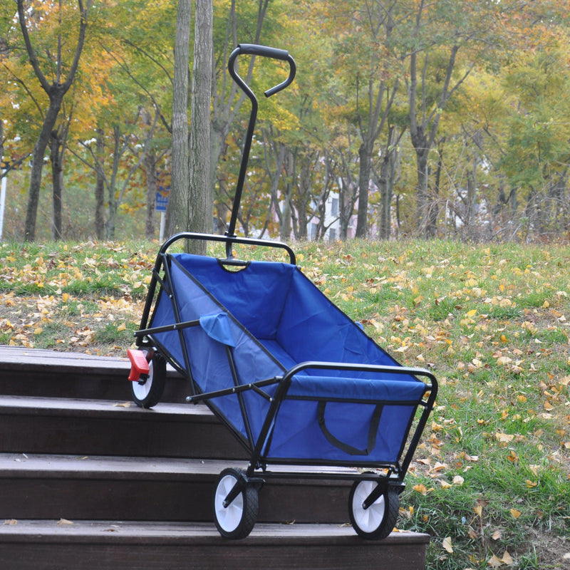 Blue Folding Utility Wagon Shopping Beach Cart - Urban Living Furniture (Los Angeles, CA)