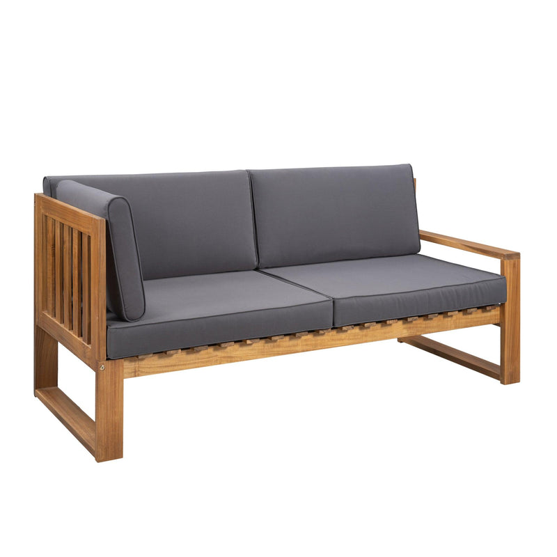 3 PCS Outdoor Patio Acacia Wood Sectional Set and Grey Cushions - Urban Living Furniture (Los Angeles, CA)