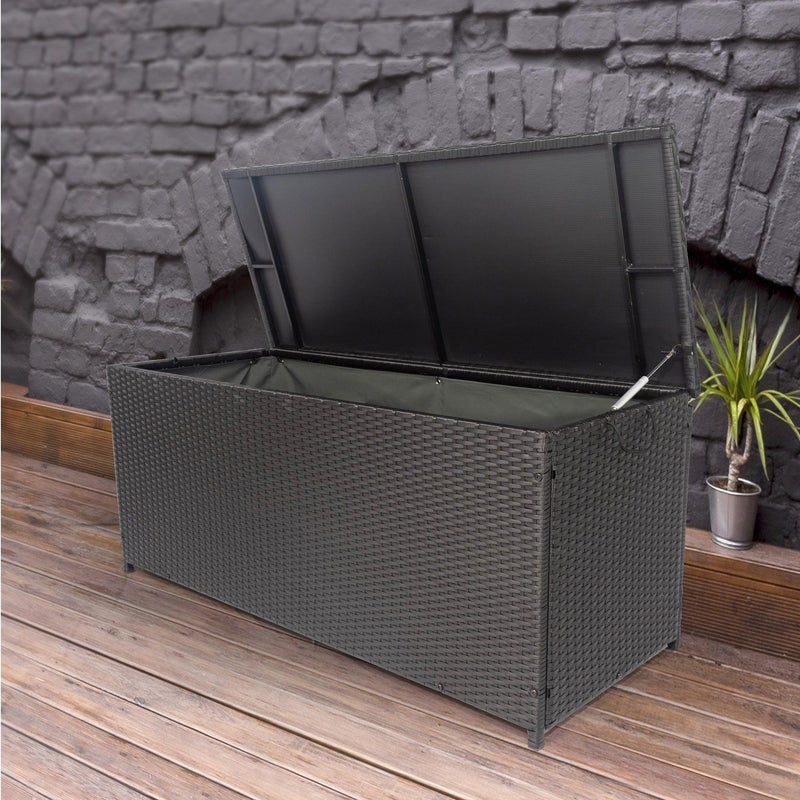 Outdoor 113 Gallon Black Rattan WickerStorage Wicker Lid - Urban Living Furniture (Los Angeles, CA)