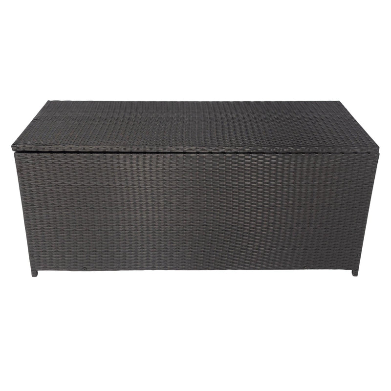 Outdoor 113 Gallon Black Rattan WickerStorage Wicker Lid - Urban Living Furniture (Los Angeles, CA)