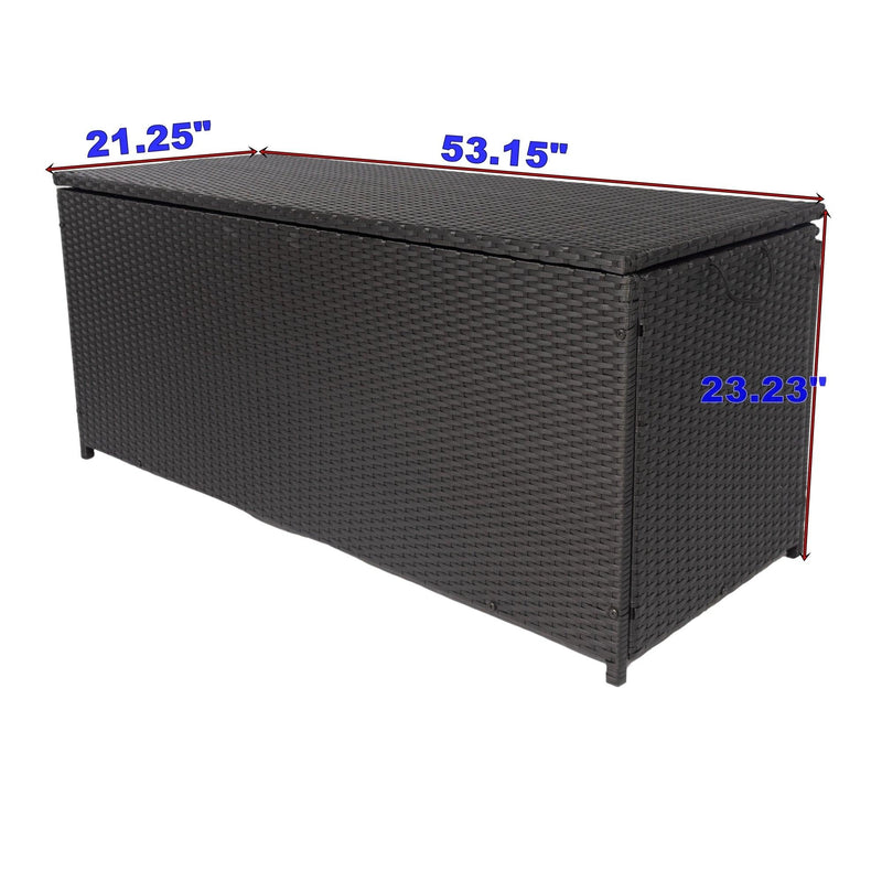 Outdoor 113 Gallon Black Rattan WickerStorage Wicker Lid - Urban Living Furniture (Los Angeles, CA)