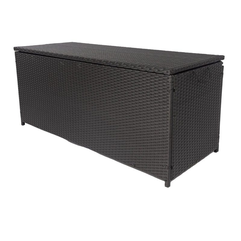 Outdoor 113 Gallon Black Rattan WickerStorage Wicker Lid - Urban Living Furniture (Los Angeles, CA)