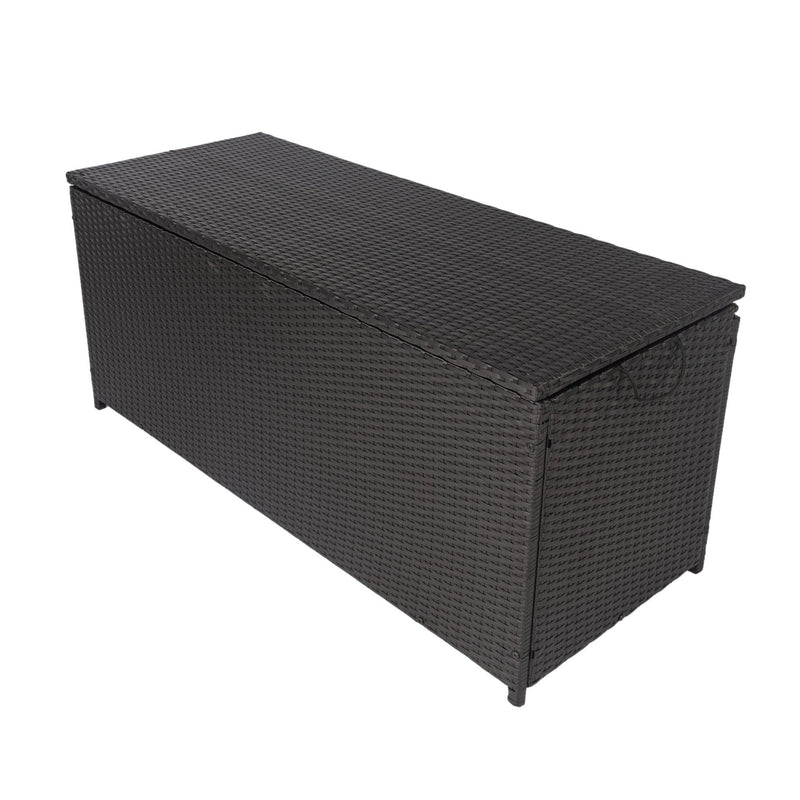 Outdoor 113 Gallon Black Rattan WickerStorage Wicker Lid