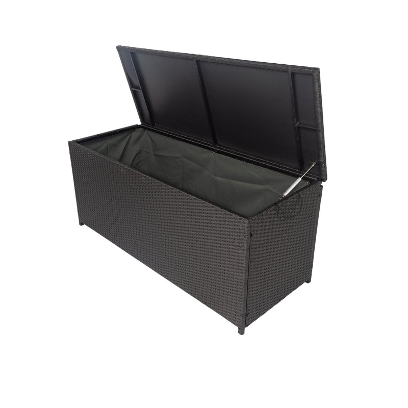 Outdoor 113 Gallon Black Rattan WickerStorage Wicker Lid - Urban Living Furniture (Los Angeles, CA)