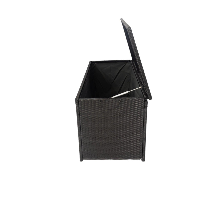 Outdoor 113 Gallon Black Rattan WickerStorage Wicker Lid