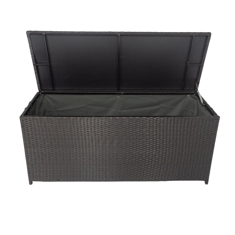 Outdoor 113 Gallon Black Rattan WickerStorage Wicker Lid - Urban Living Furniture (Los Angeles, CA)